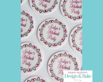 Mehndi Party Pre Wedding Hindu Sikh Muslim Henna Edible Toppers Pre Cut for Cakes Cupcakes Drinks Desserts Wafer paper card, icing paper