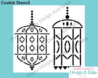 Cookie Stencil - Lamps, Hanging Lights Paint Your Own PYO Biscuit Physical Stencil UK  Ramadan, Eid, Festival, Islam, Muslim Celebration
