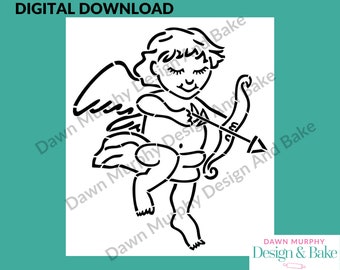 DIGITAL DOWNLOAD SVG Cookie Stencil - Cupid cherub Valentine design for paint your own biscuits/cookies *No Physical Item* Make Your Own