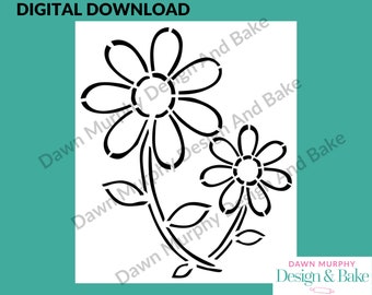 DIGITAL DOWNLOAD SVG Cookie Stencil - Flower design for paint your own biscuits/cookies *No Physical Item* Make Your Own - Birthday, Party