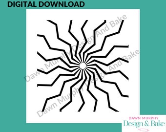 DIGITAL DOWNLOAD SVG Cookie Stencil - Zig zag Sunburst Star Sun Ray design for cookie decorating - *No Physical Item* Make Your Own Stencil