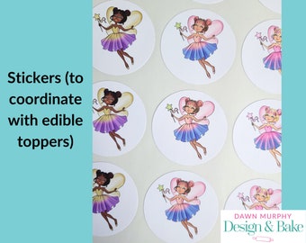 Fairy Princess Stickers- Perfect for Birthday Party Bags Favours- Coordinate with my Edible toppers! 5 sizes available, Glossy sticker paper
