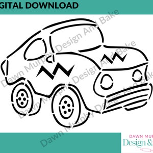 DIGITAL DOWNLOAD SVG Cookie Stencil Racing Car, truck design for paint your own biscuits/cookies No Physical Item Make Your Own Stencil image 1