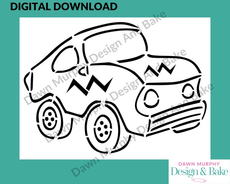 DIGITAL DOWNLOAD SVG Cookie Stencil Racing Car, truck design for paint your own biscuits/cookies No Physical Item Make Your Own Stencil image 1