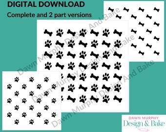 DIGITAL DOWNLOAD SVG Cookie Stencil - Paws and bones, dog design for biscuit/cookie decorating - *No Physical Item* Make Your Own Stencil