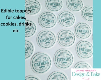 Moustache Father's Day Edible Toppers for Cakes, Cupcakes, Drinks, Cookies, Desserts Party Happy Dad Gift Wafer paper, card or icing paper