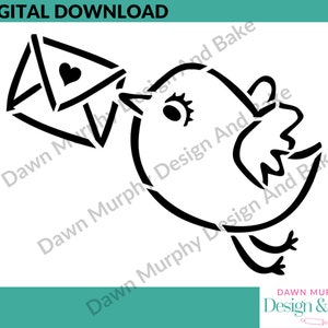 DESCARGA DIGITAL SVG Cookie Stencil - Diseño de cartas de amor de pájaro para pintar sus propias galletas / galletas * Sin artículo físico * Hacer su propia plantilla