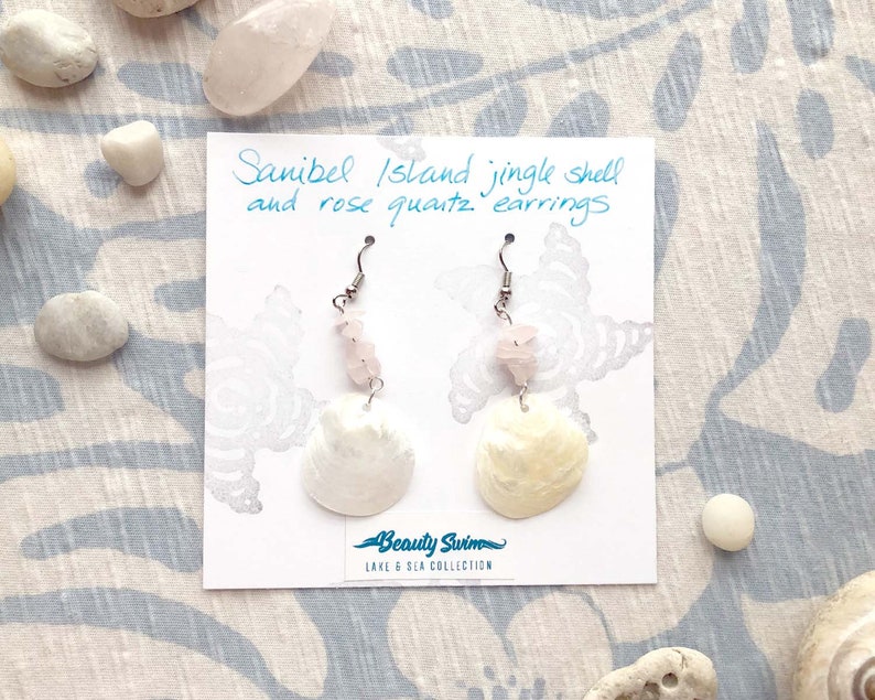 Sanibel Island Bowmans Beach jingle shell earrings image 1