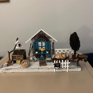 Rustic Miniature Farmhouse | Handmade Decor | Miniature House | Wooden Miniature