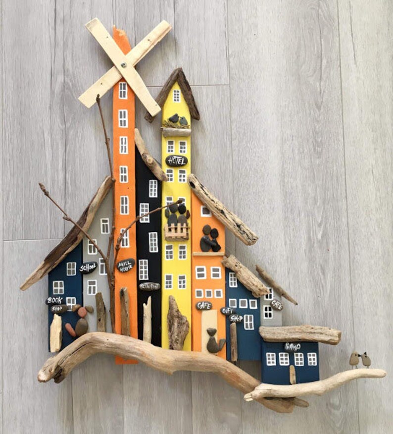 Drift Wood Home Wall Decor Model Wood Houses Wall Hangings Etsy Canada