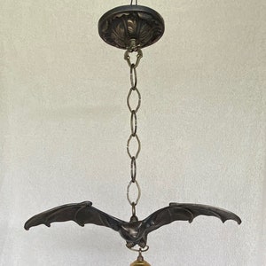 BAT Chandelier FABULOUS! Artist-made #102 Solid BRONZE Gothic Medieval Pendant Without Globe  One of my Most Popular Models!