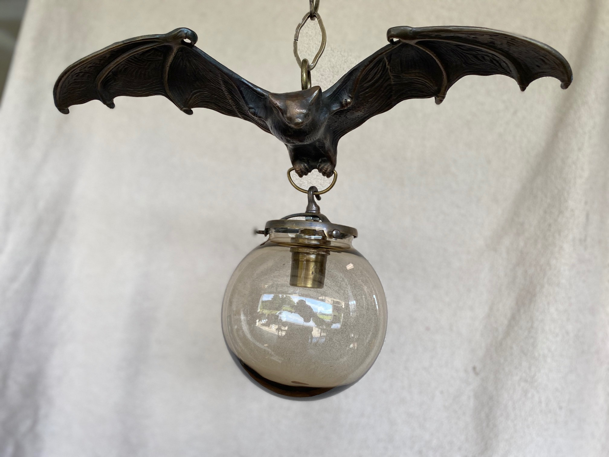 FABULOUS BAT Chandelier Solid Bronze W/ Smoke Globe 100 Etsy