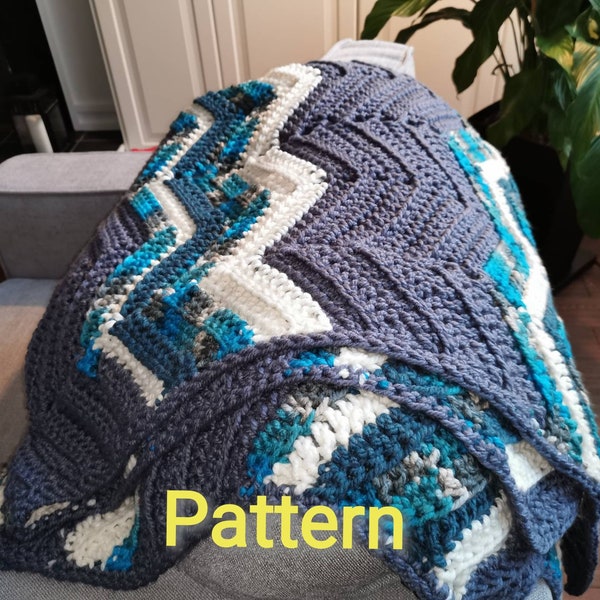 Quick and easy blanket / Crochet Pattern / bulky yarn blanket/ afghan / throw /  chevron waves blanket / for beginners