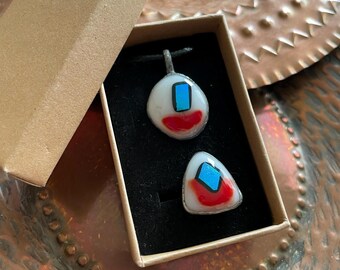 Conjunto de joyas de vidrio fundido dicroico