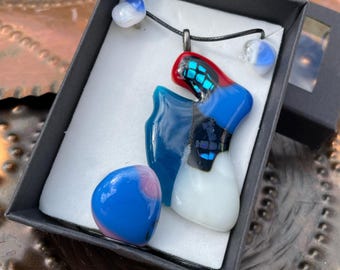 Colgante de vidrio fundido dicroico Scottish Heart