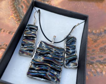 Conjunto de joyas de vidrio fundido - Vidrio dicroico