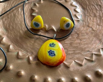 Juego único de vidrio fusionado con cuentas Millifiori estilo Murano