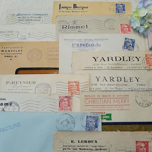 Enveloppes publicitaires françaises de parfumeries. Ephémères anciens pour le journaling ou la collection.