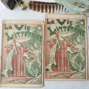 Revistas de literatura francesa de principios del siglo XX. Papel antiguo.
