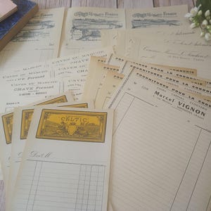 Lotto di vecchie fatture francesi. Kit di diario d'epoca francese.