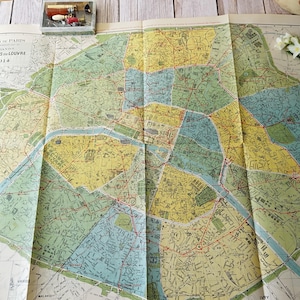 Antiguo mapa de París en perfecto estado, 1914.