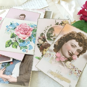 Paquet de cartes postales romantiques, 20 cartes postales vintages françaises.