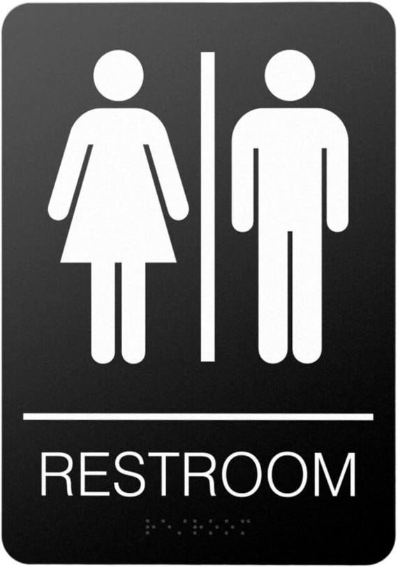 Produktbild von Unisex-Badschild Mit Braille – 23x15 Cm, Acryl, Schwarz – Für Büros, Restaurants, Schulen – Inkl. Klebeband, Einfache Montage