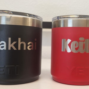 YETI Rambler Lowball de 10 oz com gravação personalizada, isolado a vácuo, aço inoxidável com tampa Magslider, camelo polar, copo de café RTIC