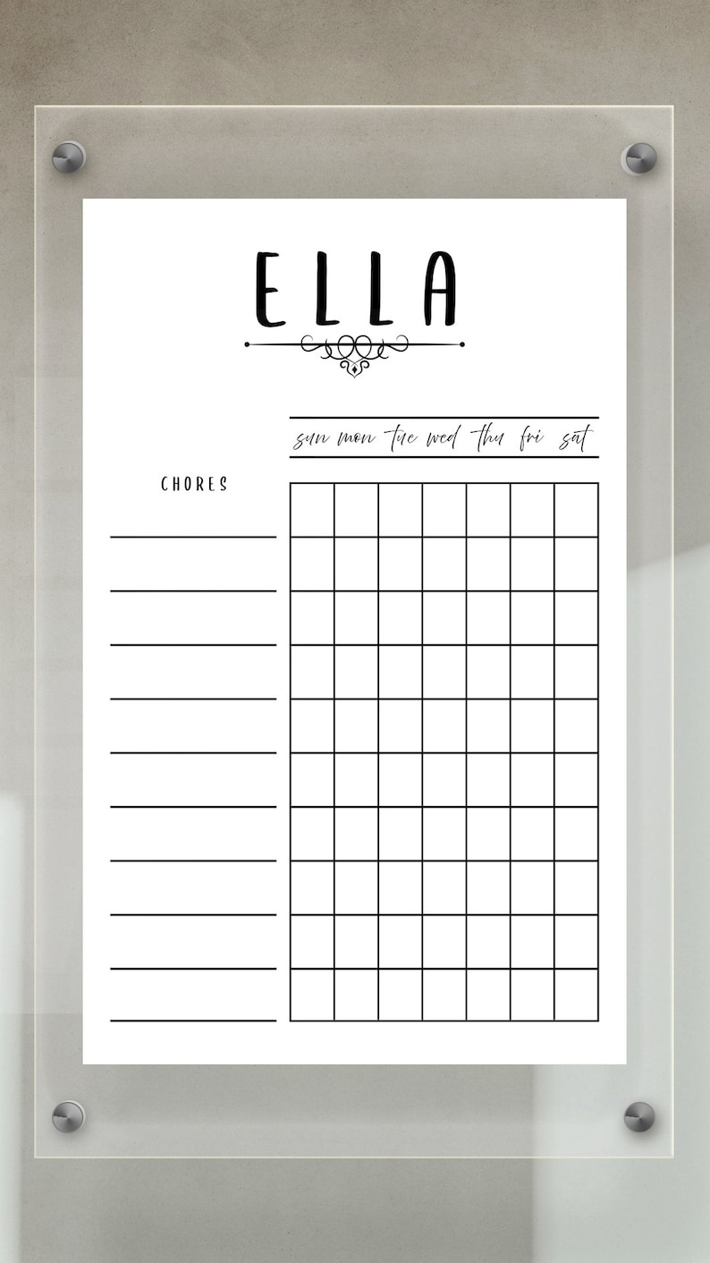 Set of 3 - Personalized Acrylic Chore Chart for Children and Kids - Dry ...