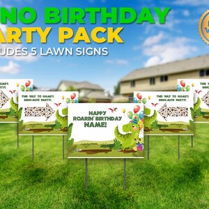 Dinosauro personalizzato compleanno prato Segni- Pacchetto di 5
