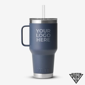 Custom Engraved YETI Rambler 35 oz Straw Mug - Navy Blue