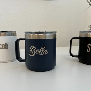 Custom Engraved YETI Rambler with Mug Handle - Stackable - 10 oz - Stainless Steel with Magslider Lid - Your Logo