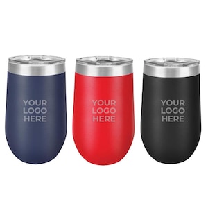 Personalized Polar Camel 12 oz Vacuum Insulated Stemless Wine Tumbler with Lid - Custom Engraved Wine Tumbler - Perfect Gift for Wine Lovers