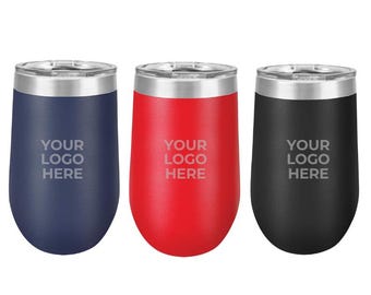 Personalized Polar Camel 12 oz Vacuum Insulated Stemless Wine Tumbler with Lid - Custom Engraved Wine Tumbler - Perfect Gift for Wine Lovers