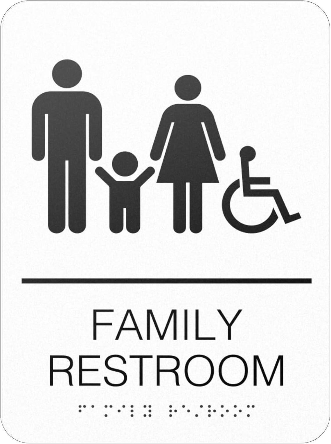 Set of 3 - ADA Braille Family Restroom Acrylic Sign - 6x9 Inches ...