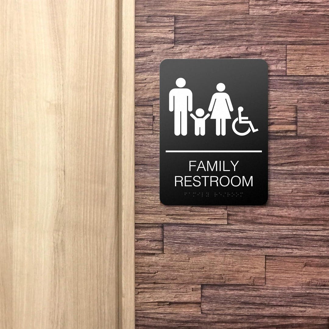 ADA Braille Family Restroom Acrylic Sign - 6x9 Inches Bathroom Sign ...