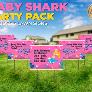Baby Shark Inspired  Personalized Birthday Lawn Signs- Pack of 5