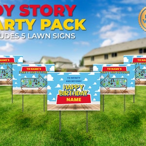 Cartelli da giardino personalizzati ispirati a Toy Story, confezione da 5