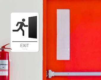 Set di 3 cartelli di uscita in Braille conformi ADA in acrilico - 6x9 pollici (15x23 cm) con nastro biadesivo 3M per ufficio o attività commerciale, decorazione di porte o pareti.