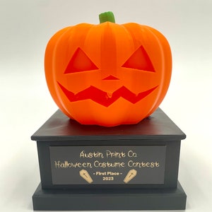 Trofeo de calabaza de Halloween personalizado impreso en 3D: premio para tu concurso de disfraces: decoración de Halloween personalizada