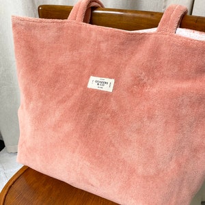 Grand sac cabas réversible en éponge de bambou certifiée OekoTex couleur ROSE image 2