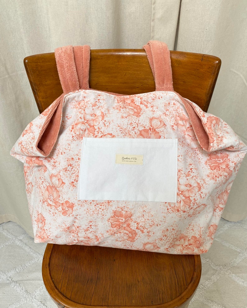 Grand sac cabas réversible en éponge de bambou certifiée OekoTex couleur ROSE image 4