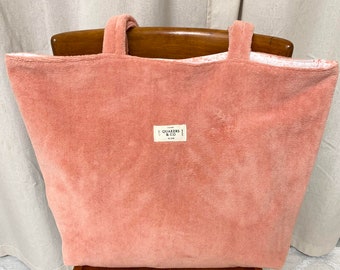 Bolsa de compras grande reversible en esponja de bambú certificada OekoTex - color ROSA