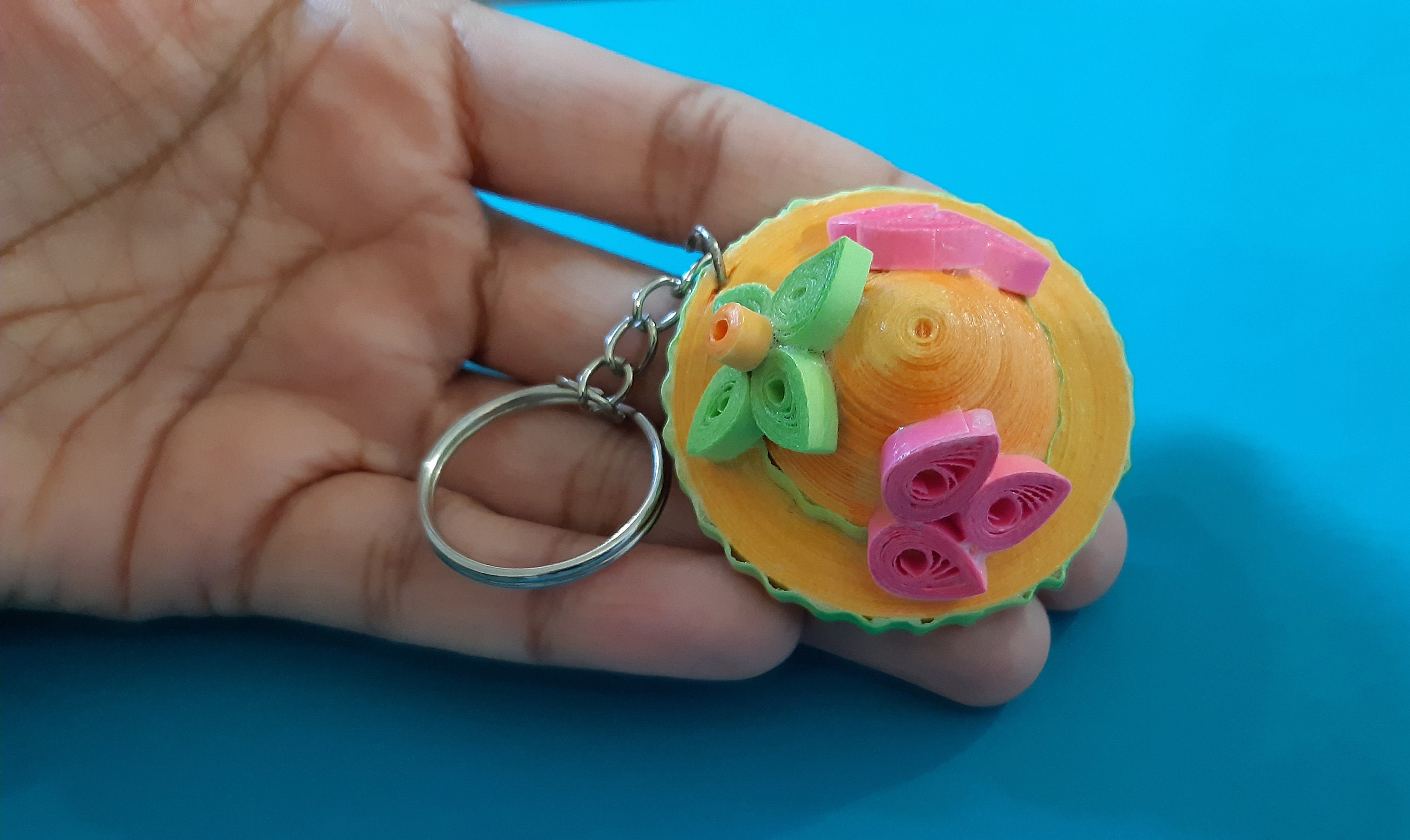 Handmade Paper Quilling Hat Keychains Handmade Key Chains Etsy UK