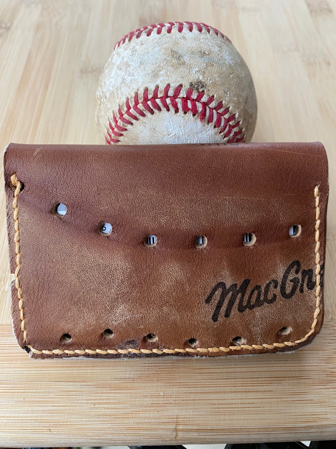 Baseball Glove Bifold Wallet Card Holder Etsy