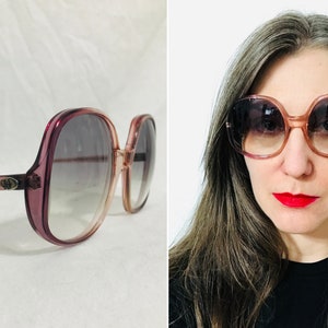 Vintage DVF Diane Von Furstenberg 70s Sunglasses | made in France | oversized pink purple Tara sunglasses | no prescription | gradient