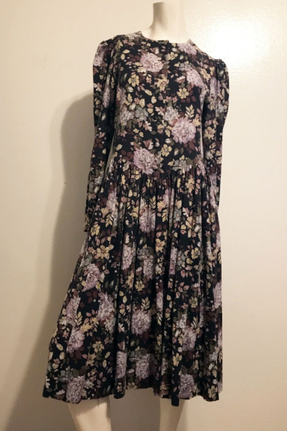 vintage 1990s Laura Ashley dress / 90s dark floral