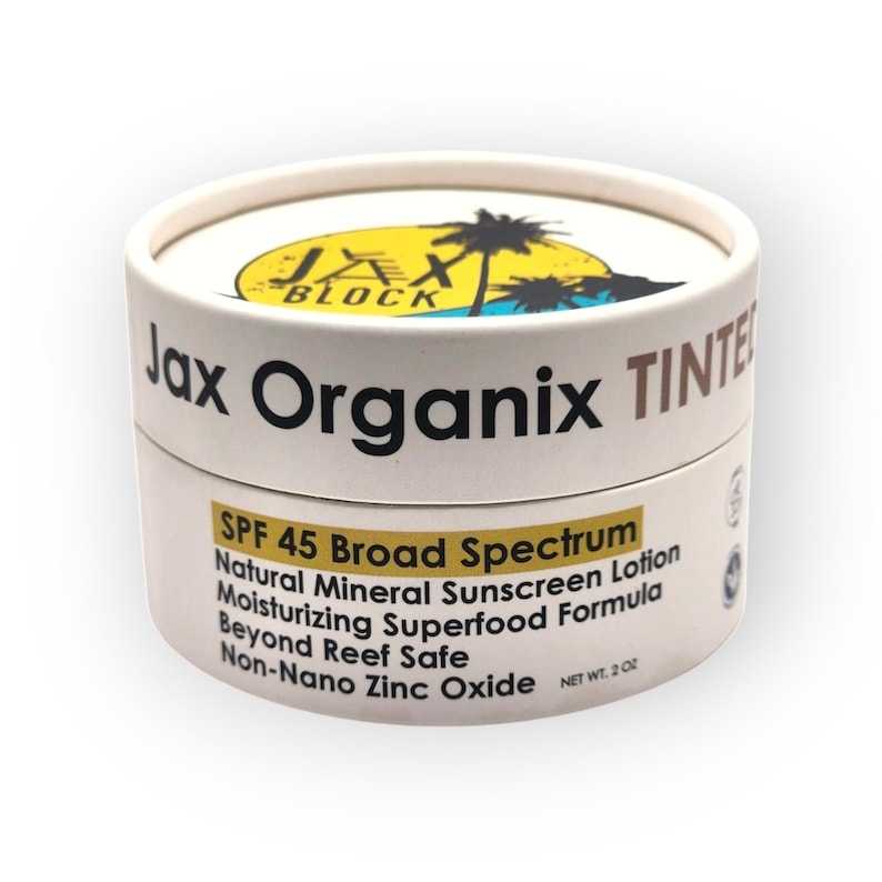 eco friendly sunscreen front view, closed jar