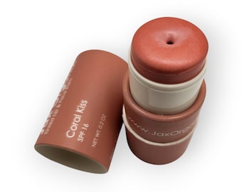 Coral Kiss Tinted Lip Balm, Jax Organix SPF 16, Natural Makeup