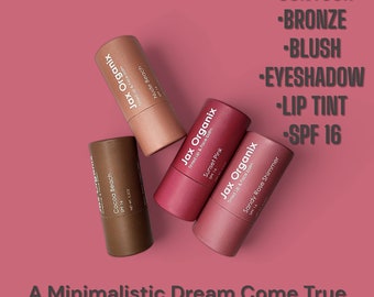Natural and Organic Makeup, Clean Makeup, Lipstick, eyeshadow stick, bronzer stick, contour stick, cream blush, spf , antiaging Makeup